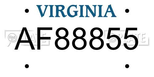 AF88855 Virginia License Plate