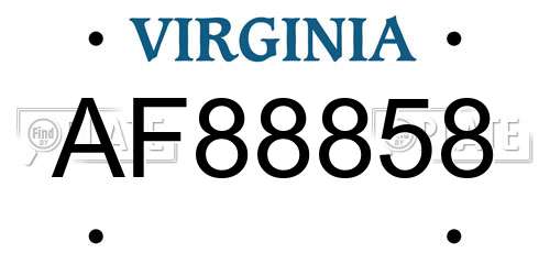 AF88858 Virginia License Plate