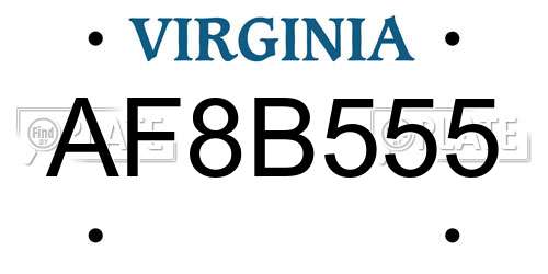 AF8B555 Virginia License Plate