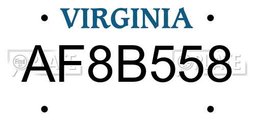 AF8B558 Virginia License Plate