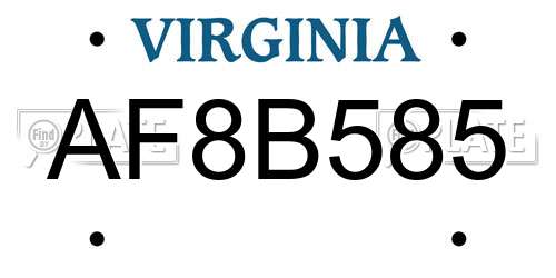 AF8B585 Virginia License Plate