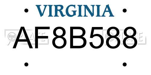 AF8B588 Virginia License Plate