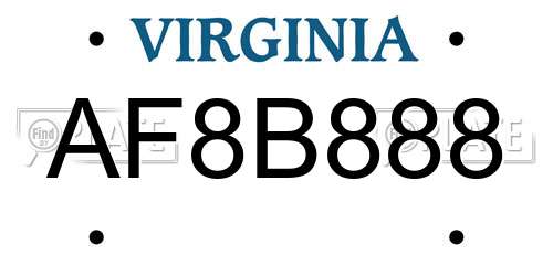 AF8B888 Virginia License Plate