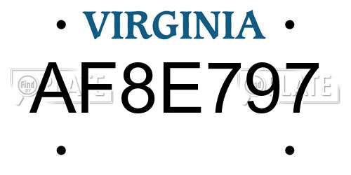 AF8E797 Virginia License Plate