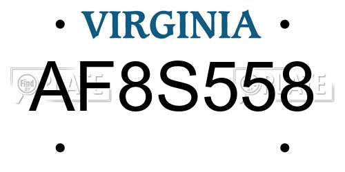 AF8S558 Virginia License Plate
