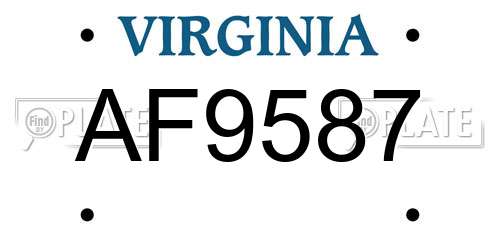 AF9587 Virginia License Plate