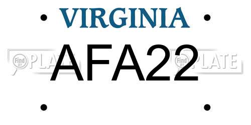 AFA22 Virginia License Plate