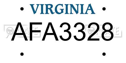 AFA3328 Virginia License Plate