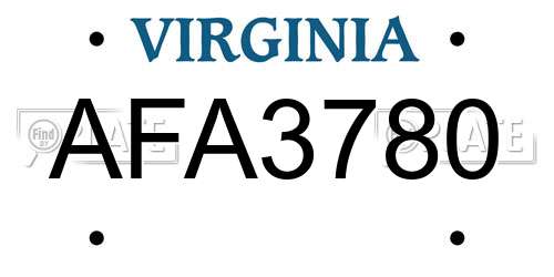 AFA3780 Virginia License Plate