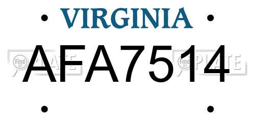 AFA7514 Virginia License Plate