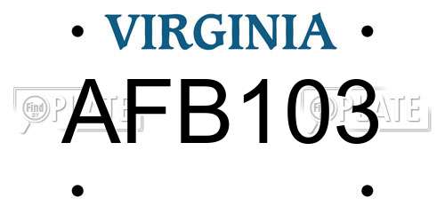 AFB103 Virginia License Plate
