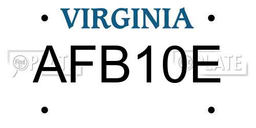 AFB10E Virginia License Plate