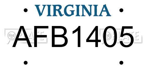 AFB1405 Virginia License Plate