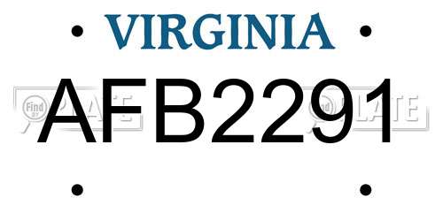 AFB2291 Virginia License Plate