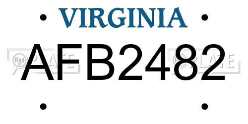 AFB2482 Virginia License Plate