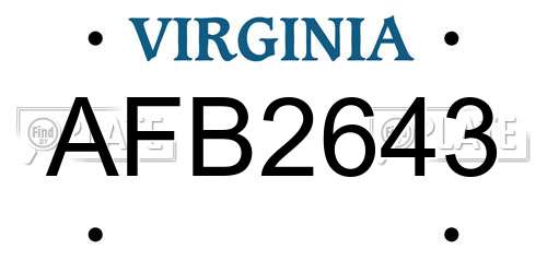 AFB2643 Virginia License Plate