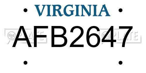 AFB2647 Virginia License Plate