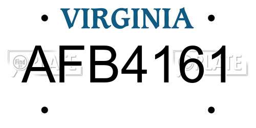 AFB4161 Virginia License Plate
