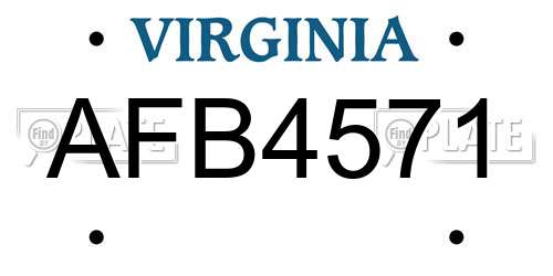 AFB4571 Virginia License Plate