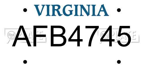 AFB4745 Virginia License Plate