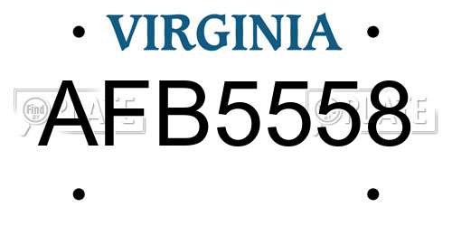 AFB5558 Virginia License Plate