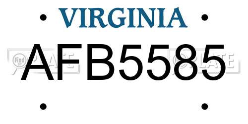 AFB5585 Virginia License Plate
