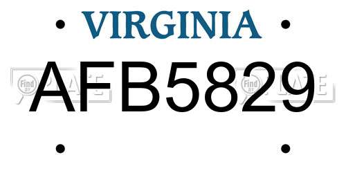 AFB5829 Virginia License Plate