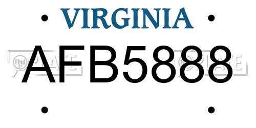 AFB5888 Virginia License Plate