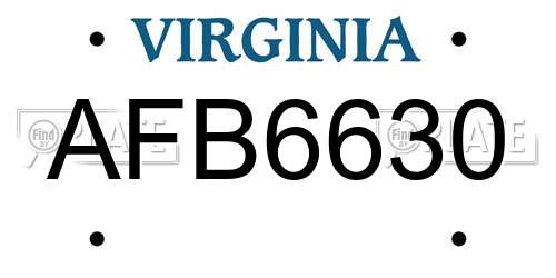 AFB6630 Virginia License Plate