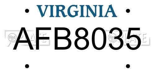 AFB8035 Virginia License Plate