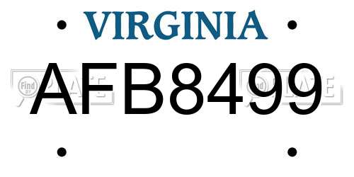 AFB8499 Virginia License Plate
