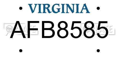 AFB8585 Virginia License Plate