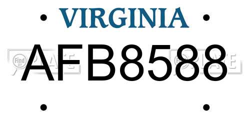 AFB8588 Virginia License Plate
