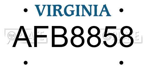AFB8858 Virginia License Plate