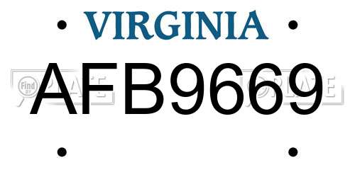 AFB9669 Virginia License Plate