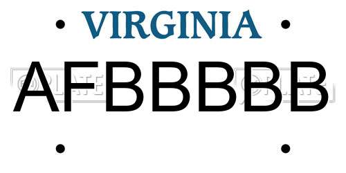 AFBBBBB Virginia License Plate