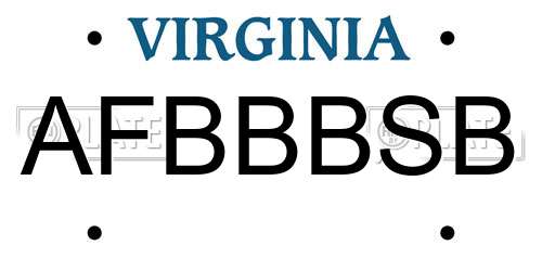 AFBBBSB Virginia License Plate