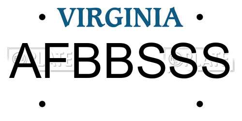 AFBBSSS Virginia License Plate