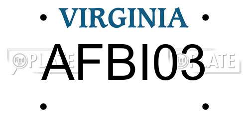 AFBI03 Virginia License Plate