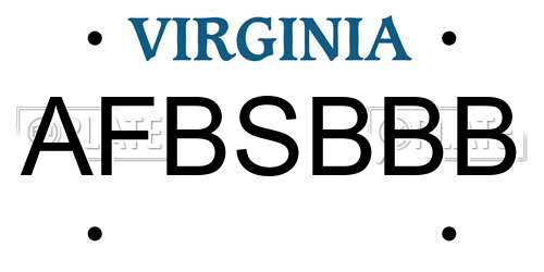 AFBSBBB Virginia License Plate