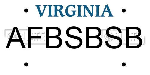 AFBSBSB Virginia License Plate