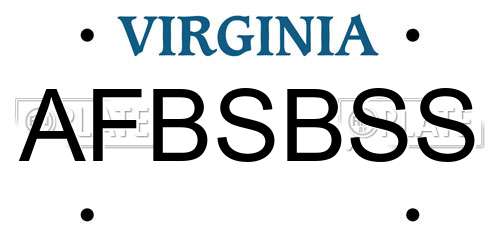 AFBSBSS Virginia License Plate