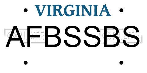 AFBSSBS Virginia License Plate