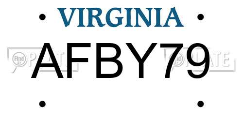 AFBY79 Virginia License Plate