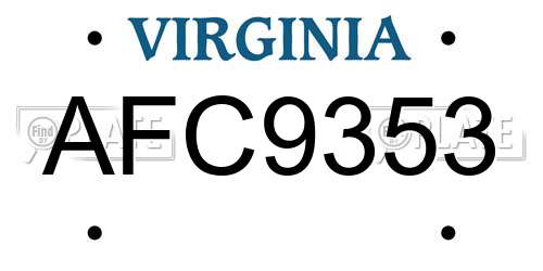 AFC9353 Virginia License Plate