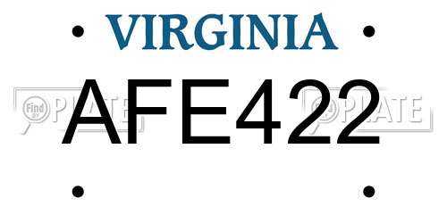 AFE422 Virginia License Plate