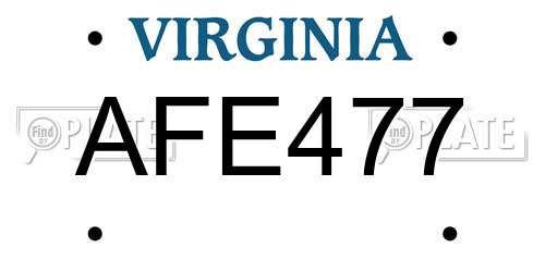 AFE477 Virginia License Plate