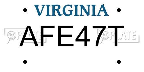 AFE47T Virginia License Plate