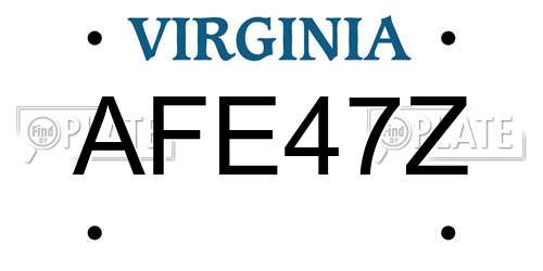 AFE47Z Virginia License Plate