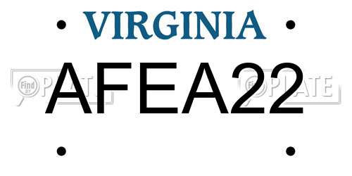 AFEA22 Virginia License Plate